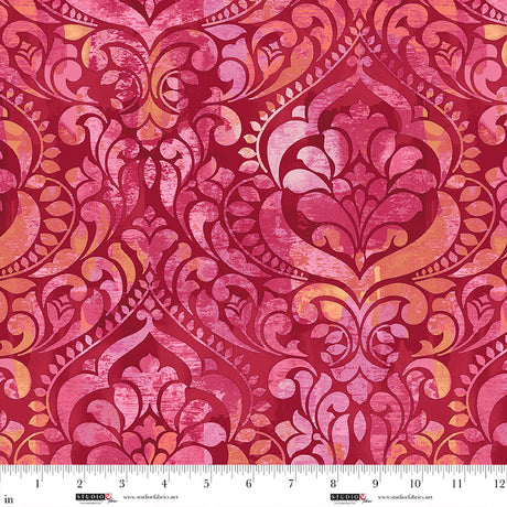 Cotton Damask Wideback Fabric Ruby 118"