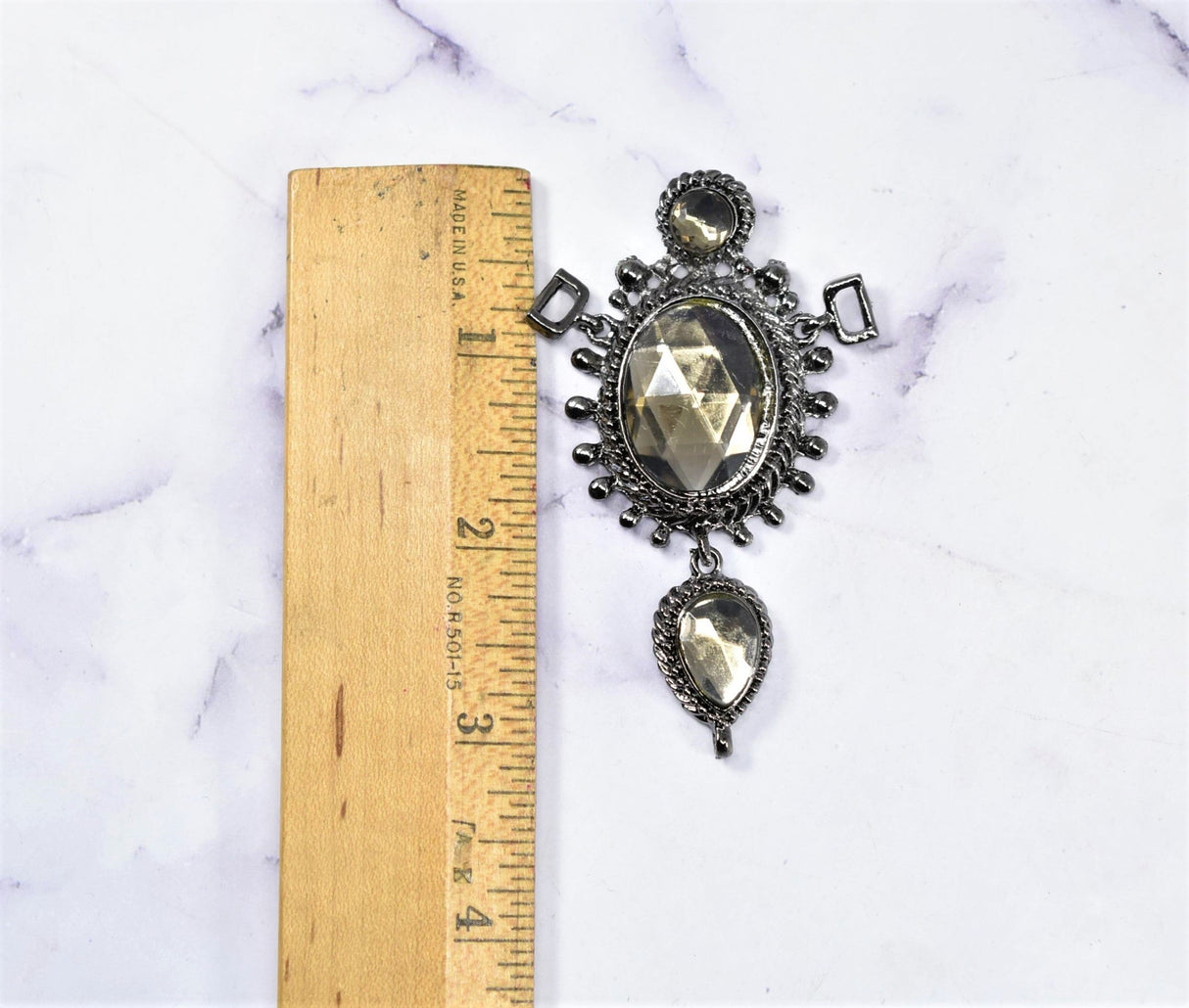 Rhinestone Connector Gunmetal Medieval 2x3