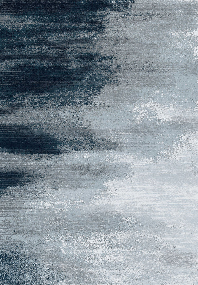 Vintage Blue Faded Comfort Print Design Area Rug Carpet - Blue Faded Print, 7'6" X 10'3" (1 Piece)