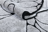 Z322A POL807 Polyester Area Rug - Silver-Toned With Bold Irregular Black Geometric Detailing, Black, 5' 3" X 7' 6" (1 Rug)