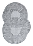 Z328A Polyester Fabric - Cream Sheen Rug With Black, Copper & Silver Touches, Novelty Cut Design (1 Unit)