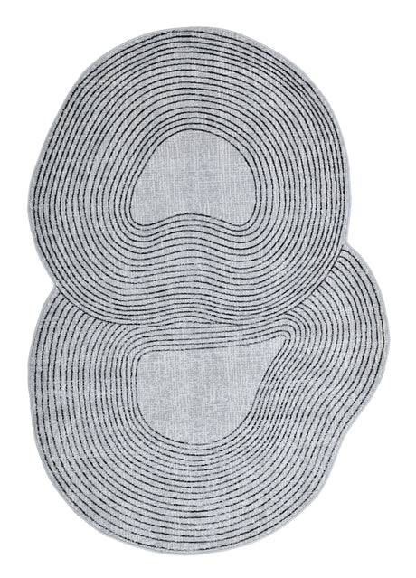 Z328A Polyester Fabric - Cream Sheen Rug With Black, Copper & Silver Touches, Novelty Cut Design (1 Unit)