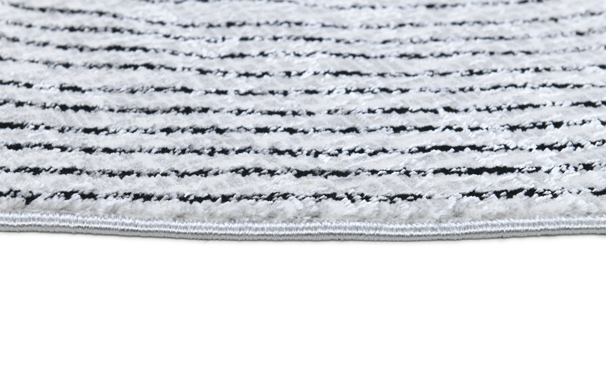 Z328A Polyester Fabric - Cream Sheen Rug With Black, Copper & Silver Touches, Novelty Cut Design (1 Unit)