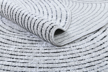 Z328A Polyester Fabric - Cream Sheen Rug With Black, Copper & Silver Touches, Novelty Cut Design (1 Unit)