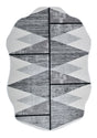 Z327A Polyester Area Rug - Silver-Toned With Charcoal Patterns And Bold Irregular Black Geometric Detailing, Black (5' 3" X 7' 6", 7' 9" X 10' 5")
