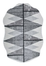 Z327A Polyester Area Rug - Silver-Toned With Charcoal Patterns And Bold Irregular Black Geometric Detailing, Black (5' 3" X 7' 6", 7' 9" X 10' 5")