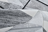 Z327A Polyester Area Rug - Silver-Toned With Charcoal Patterns And Bold Irregular Black Geometric Detailing, Black (5' 3" X 7' 6", 7' 9" X 10' 5")