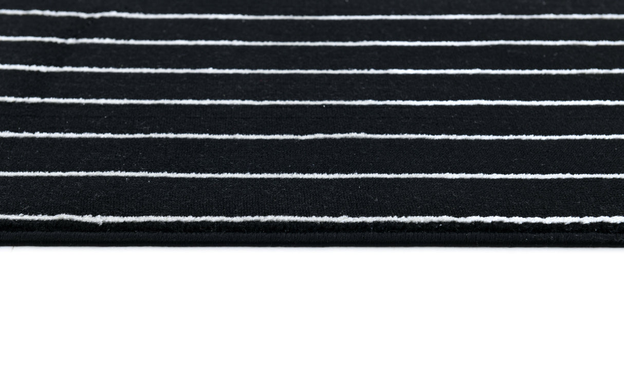 Z330B Polyester Fabric - Black White Geometric Circle Design, Soft Touch (1 Rug)