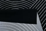 Z330B Polyester Fabric - Black White Geometric Circle Design, Soft Touch (1 Rug)