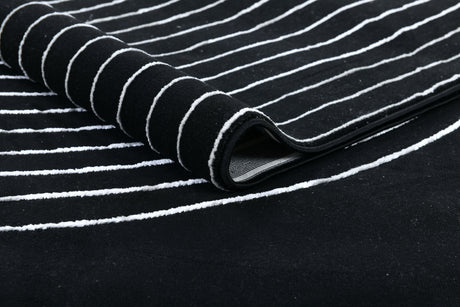 Z330B Polyester Fabric - Black White Geometric Circle Design, Soft Touch (1 Rug)
