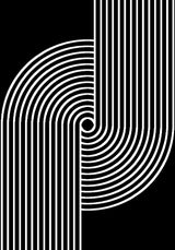 Z330B Polyester Fabric - Black White Geometric Circle Design, Soft Touch (1 Rug)