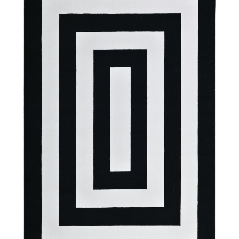 Z341A Polyester Fabric - Black & White Geometric Square Area Rug, Soft Texture, Modern Design, 5' 3" X 7' 6" (1 Piece)