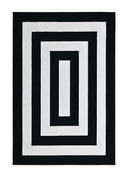 Z341A Polyester Fabric - Black & White Geometric Square Area Rug, Soft Texture, Modern Design, 5' 3" X 7' 6" (1 Piece)