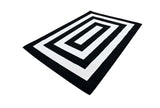 Z341A Polyester Fabric - Black & White Geometric Square Area Rug, Soft Texture, Modern Design, 5' 3" X 7' 6" (1 Piece)