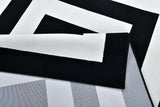 Z341A Polyester Fabric - Black & White Geometric Square Area Rug, Soft Texture, Modern Design, 5' 3" X 7' 6" (1 Piece)