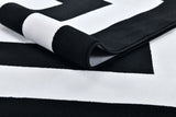 Z341A Polyester Fabric - Black & White Geometric Square Area Rug, Soft Texture, Modern Design, 5' 3" X 7' 6" (1 Piece)