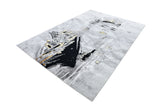 Crowned Frida Kahlo Polyester Fabric - Light Grey, Black With A Touch Of Gold, 6' 5" X 9' (1 Piece)