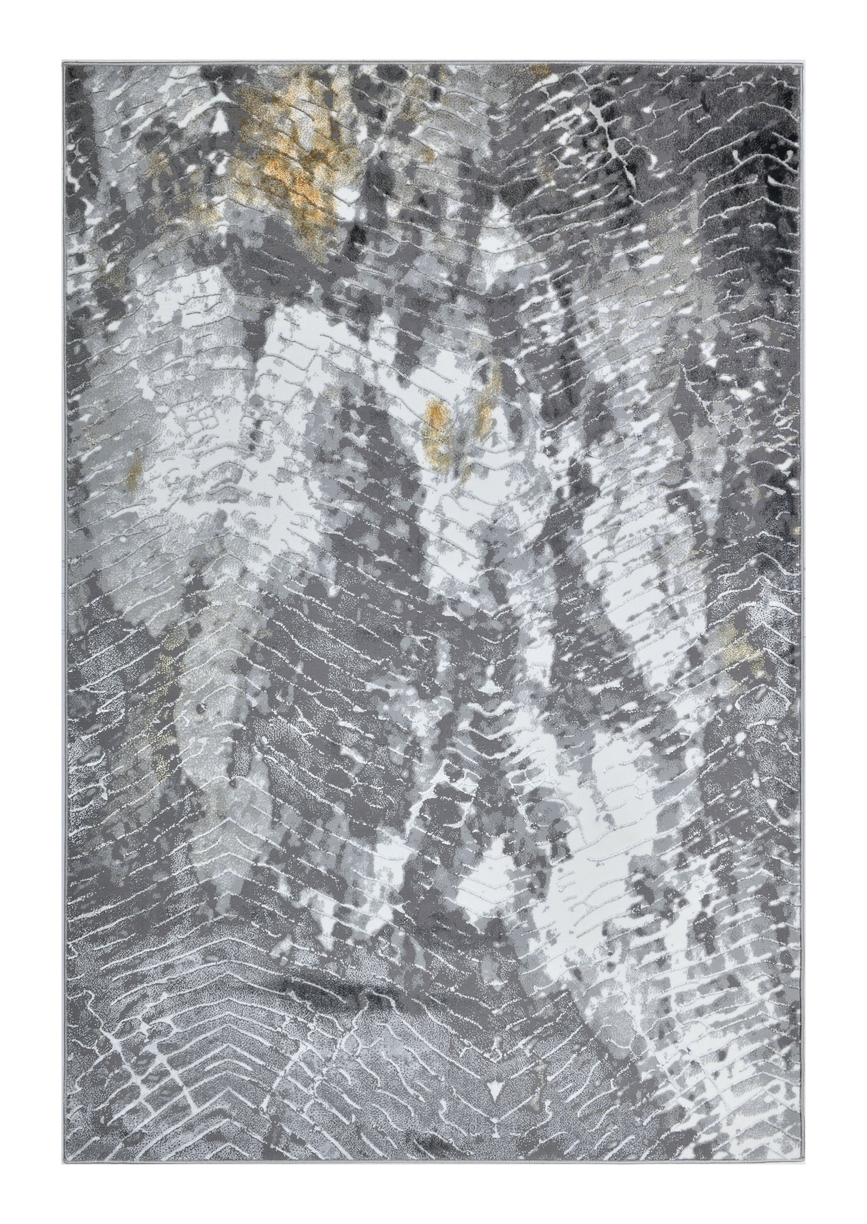 Z405A POL815 Polyester Fabric - Light Grey, Silver White, Subtle Gold Accents, Area Rug (1 Piece)