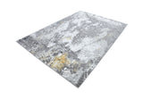 Z405A POL815 Polyester Fabric - Light Grey, Silver White, Subtle Gold Accents, Area Rug (1 Piece)