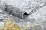 Z405A POL815 Polyester Fabric - Light Grey, Silver White, Subtle Gold Accents, Area Rug (1 Piece)