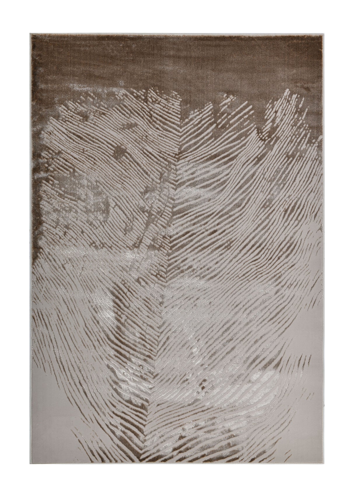 Z406A POL816 Polyester Fabric - Brown And Beige Metallic Copper Contrast Design, Area Rug (1 Piece)