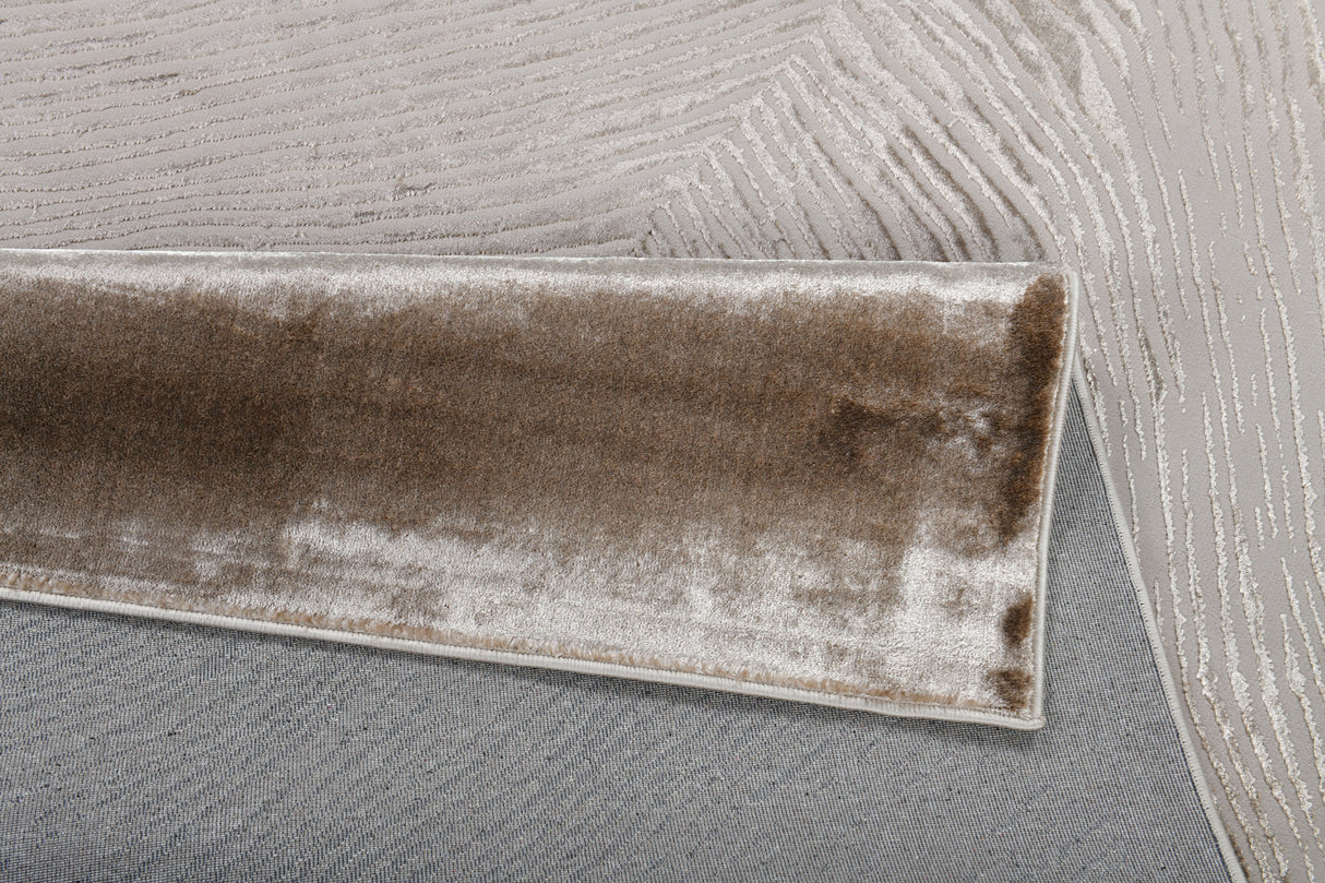 Z406A POL816 Polyester Fabric - Brown And Beige Metallic Copper Contrast Design, Area Rug (1 Piece)