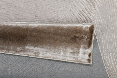 Z406A POL816 Polyester Fabric - Brown And Beige Metallic Copper Contrast Design, Area Rug (1 Piece)