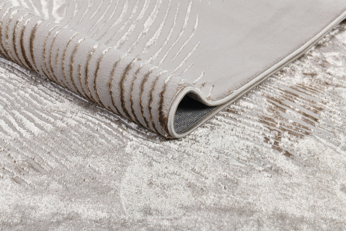 Z406A POL816 Polyester Fabric - Brown And Beige Metallic Copper Contrast Design, Area Rug (1 Piece)
