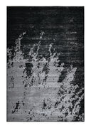 Z408A (POL821) Polyester Fabric - Abstract Design, Soft Black With Metallic Silver, Area Rug (1 Piece)