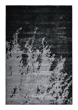 Z408A (POL821) Polyester Fabric - Abstract Design, Soft Black With Metallic Silver, Area Rug (1 Piece)