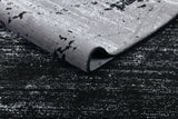 Z408A (POL821) Polyester Fabric - Abstract Design, Soft Black With Metallic Silver, Area Rug (1 Piece)