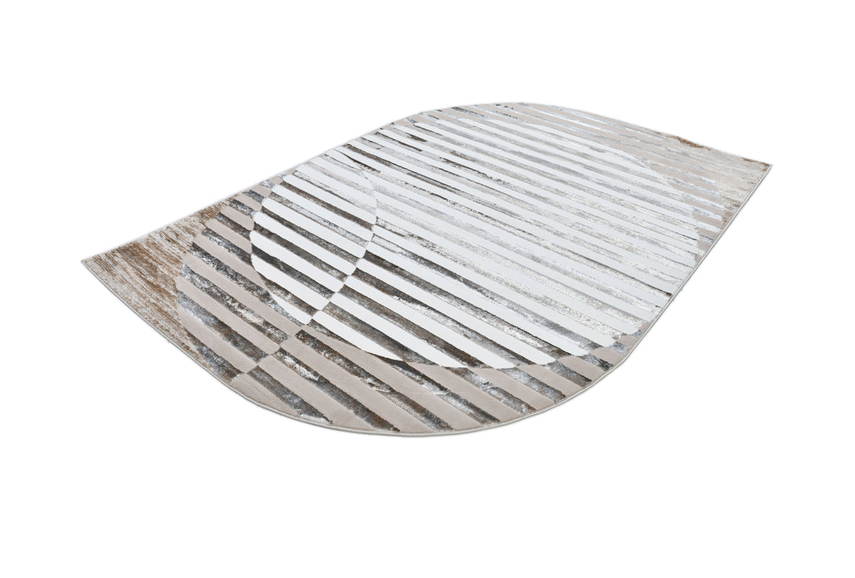 Z429A POL826 Polyester Fabric - Copper Shiny Striped, Ultra-Soft Feel, Edgy Cut (1 Rug)