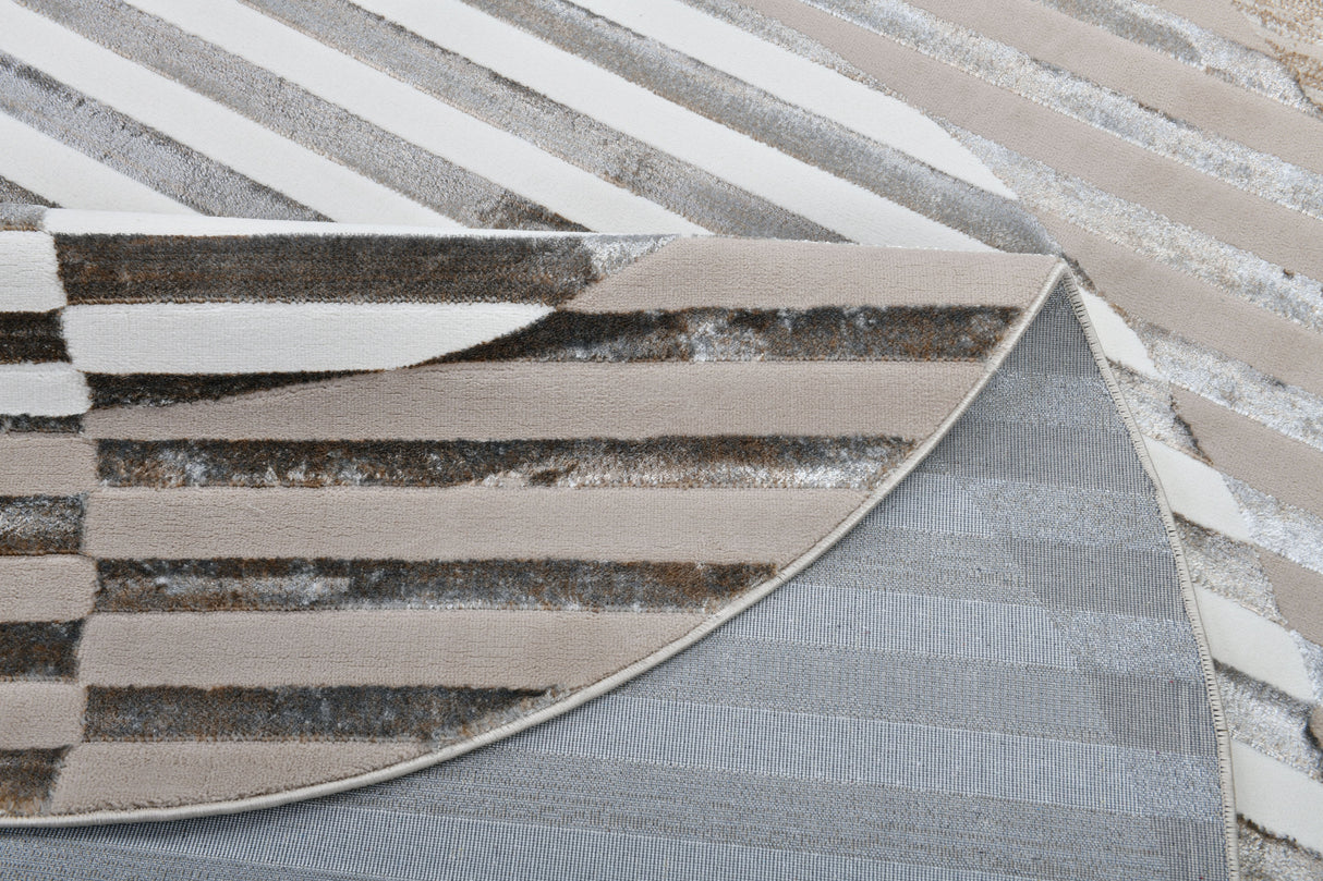 Z429A POL826 Polyester Fabric - Copper Shiny Striped, Ultra-Soft Feel, Edgy Cut (1 Rug)