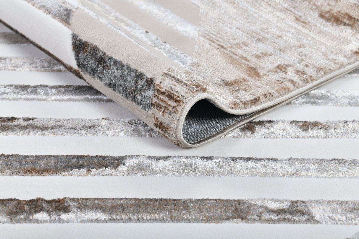 Z429A POL826 Polyester Fabric - Copper Shiny Striped, Ultra-Soft Feel, Edgy Cut (1 Rug)
