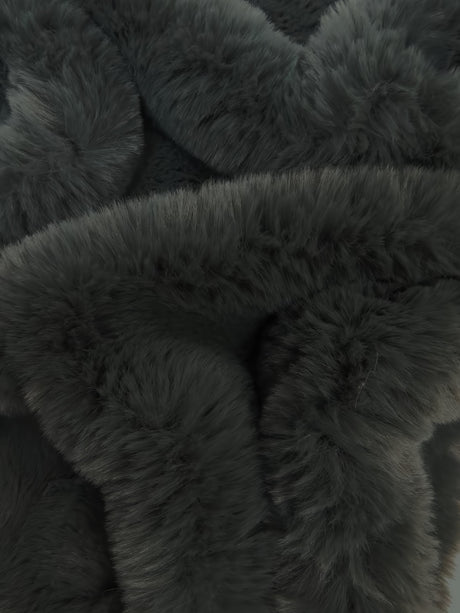 Arctic Rabbit Minky Charcoal Fabric