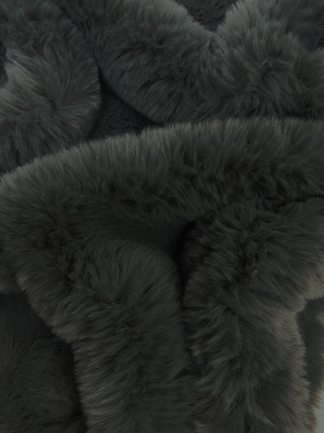 Arctic Rabbit Minky Charcoal Fabric