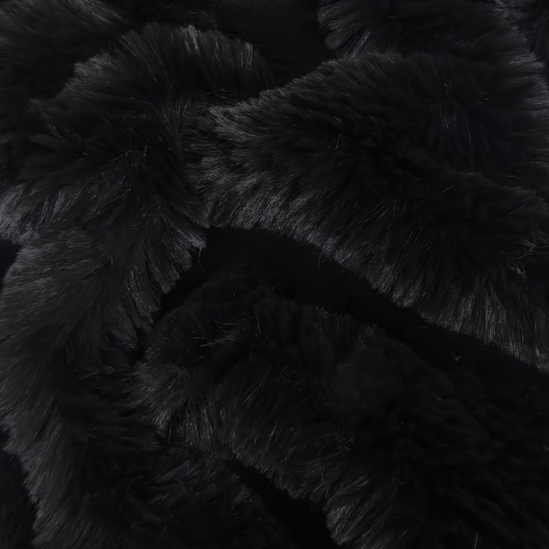 Arctic Rabbit Minky Black Fleece Fabric