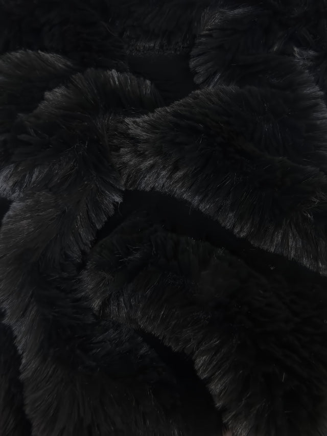 Arctic Rabbit Minky Black Fleece Fabric