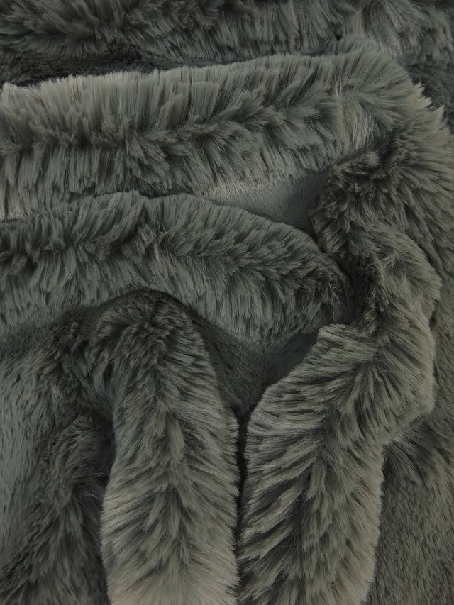 Arctic Rabbit Minky Gray Fleece Fabric