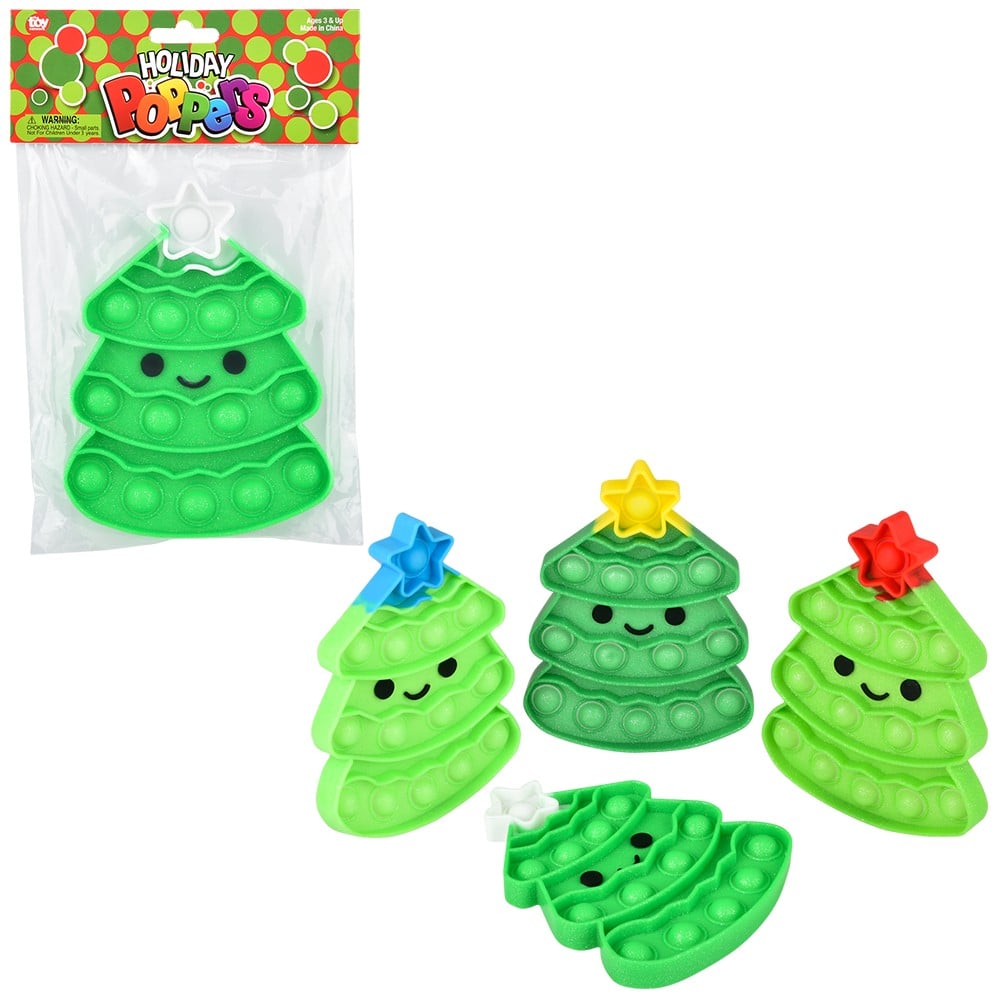 Christmas Tree Glitter Bubble Poppers (1 DZ)