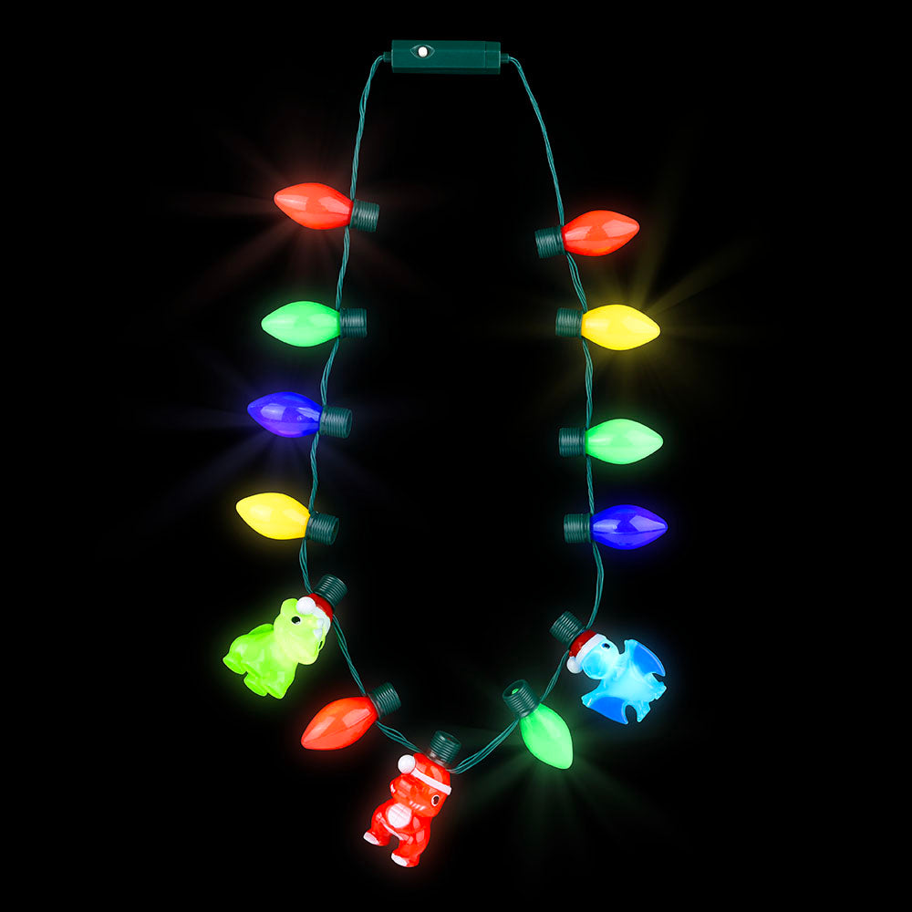 Light-Up Christmas Dinosaur Necklace 20"