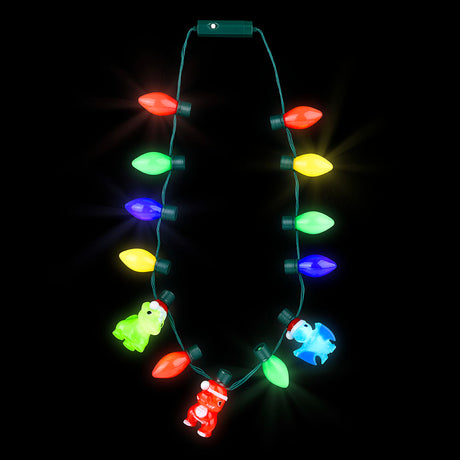 Light-Up Christmas Dinosaur Necklace 20"