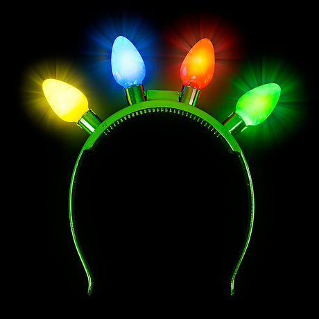 Light-Up Christmas Bulb Headband 8"