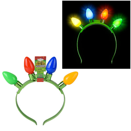 Light-Up Christmas Bulb Headband 8"