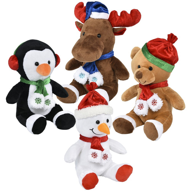 Christmas Plush Characters With Scarf 8"
