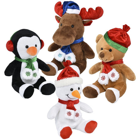Christmas Plush Characters With Scarf 8"