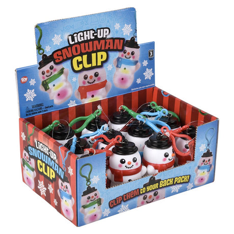 Light-Up Snowman Clip On (1 Dozen Display)