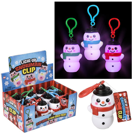 Light-Up Snowman Clip On (1 Dozen Display)