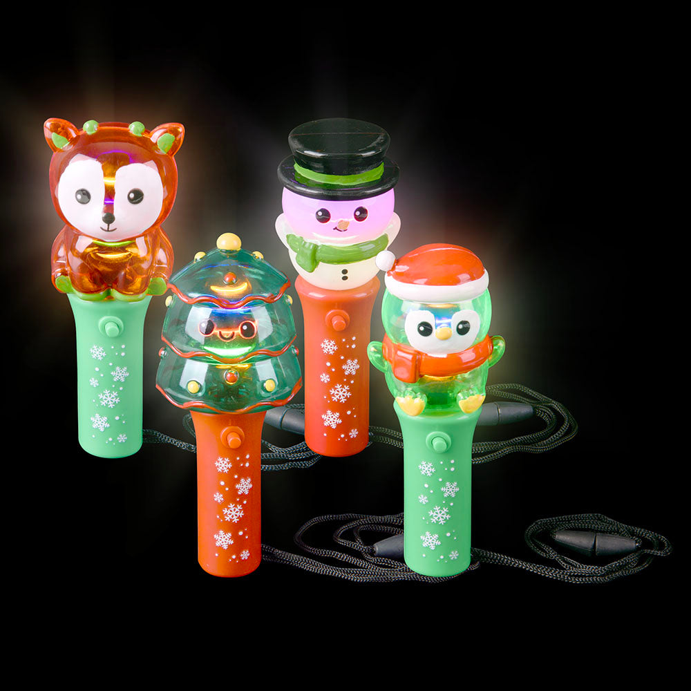 Light Up Christmas Mini Spinning Wand Necklaces (1 DSP)