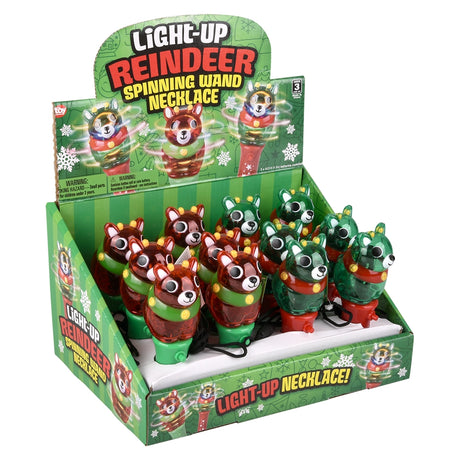 Light Up Reindeer Wand Necklace (12 PC Display)
